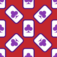 Purple falling playing cards seamless pattern. Poker and Wonderland
