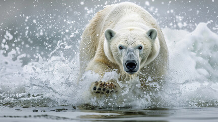 Fototapeta premium A polar bear in polar national parks: capturing wildlife in stunning detail.