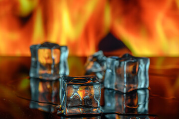 Burning ice cubes, fire and ice. 2