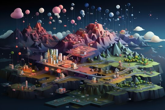 Matrix of servers dynamically climbing in cloud., generative IA