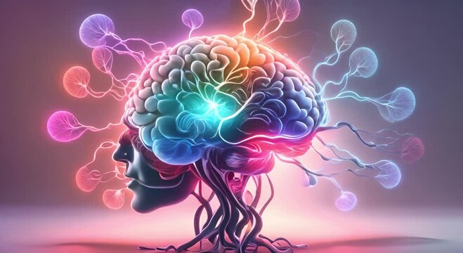 Human brain with neurons and neural connections