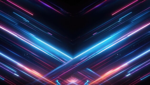 Neon lights images, abstract background with glowing lines