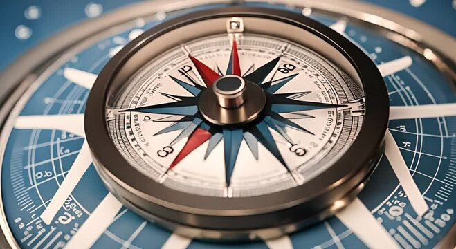 Modern digital compass on blue background. Online data transport concept