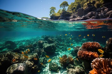 Obraz premium Vibrant reefs and marine life on Phi Phi islands., generative IA