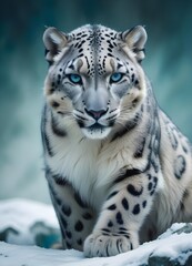 Fototapeta premium A white bengal tiger in the snow..