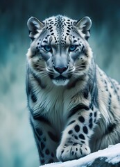 Fototapeta premium A white bengal tiger in the snow..