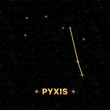 Constellation Pyxis banner. Flat style. Vector illustration.