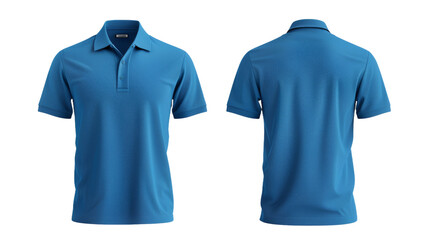 Front and Back Navy Blue Polo Shirt Mockup - Isolated on Transparent Background, PNG file