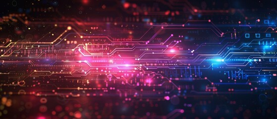 Obraz premium A digital background suitable for technology processes featuring abstract shapes and patterns in a modern and futuristic style.