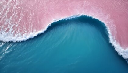 Collisions and mergers of two oceans, pink and blue, surrealism, dynamic seascape, ocean boundaries