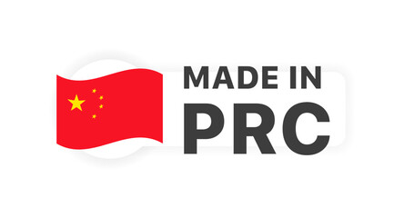 Made in PRC banner. Flat style. Vector illustration.