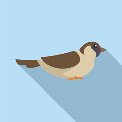 Minimalist illustration of a small bird sparrow with brown and gray feathers standing still