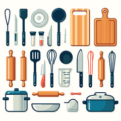Collection of cooking utensils on a white background
