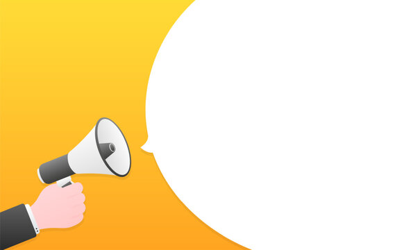 Megaphone banner. Message bubble icon. Place for your text banner. Flat style. Vector illustration.