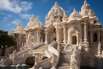 Birla Temple, Jaipur White Marble and Spirituality., generative IA