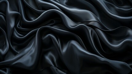 Obraz premium Luxurious black silk fabric with smooth shiny texture
