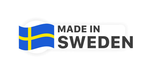 Made in Sweden banner. Flat style. Vector illustration.