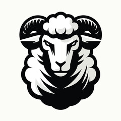 sheep mascot logo in black and white silhouette