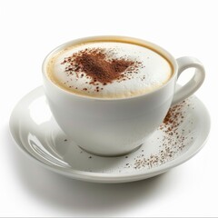 Obraz premium Tranquil Cappuccino on Minimalist White Background for Background Removal
