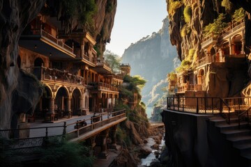 Marble mountains caves and pagodas in Vietnam., generative IA