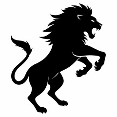 angry lion in a jump vector silhouette 