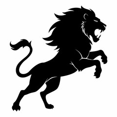 angry lion in a jump vector silhouette 