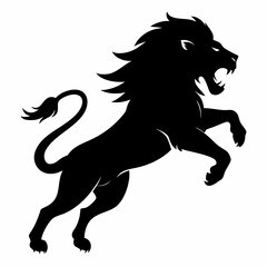 angry lion in a jump vector silhouette 
