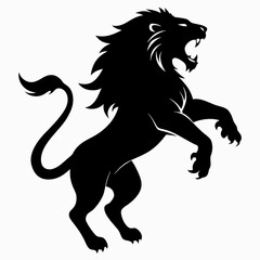 angry lion in a jump vector silhouette 