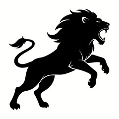Fototapeta premium angry lion in a jump vector silhouette 