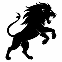 angry lion in a jump vector silhouette 