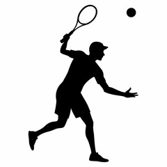 A Tennis Player vector silhouette on white background