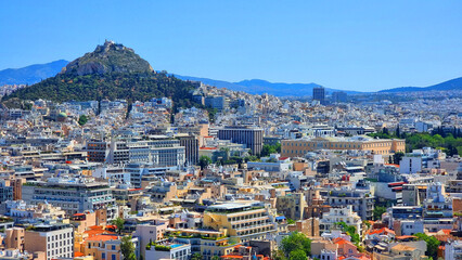 athens downtown view from acropolis greece summer season europe