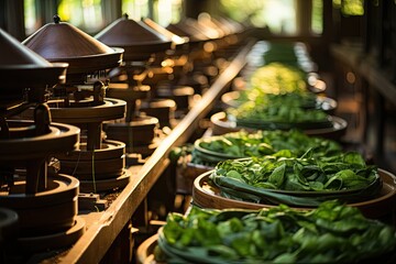 Obraz premium Silk production in Siem Reap, Cambodia., generative IA