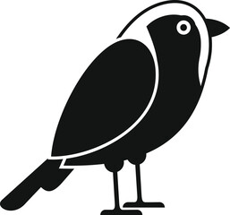 Simple style black and white bird standing watching and looking forward icon