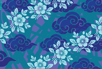 Motif Mega Mendung, batik motif typical of West Java Indonesia, curved line pattern with cloud objects, with developments and various artistic colors