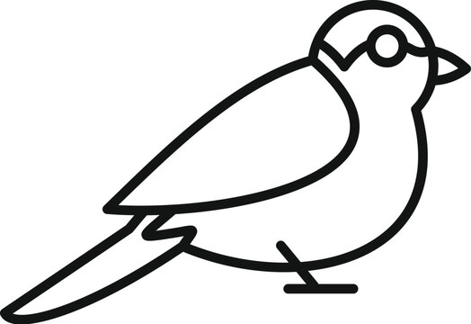 recommend clip art: Simple line drawing of a small bird standing, side view
