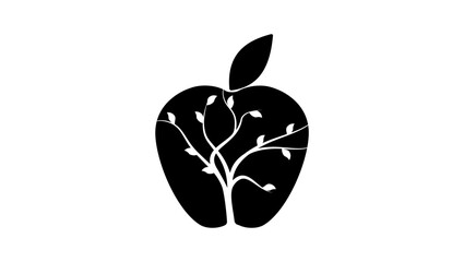 Apple Tree Logo, black isolated silhouette