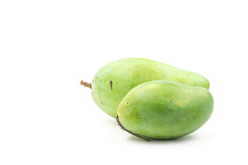 fresh green mango fruit isolated on white background.Fruits of Thailand.