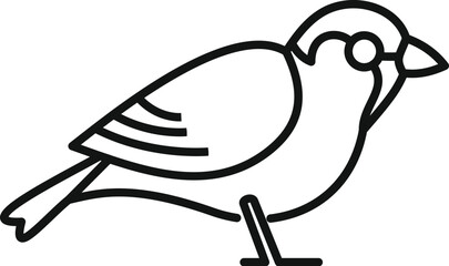 Simple outline icon of a small bird standing, isolated on a white background