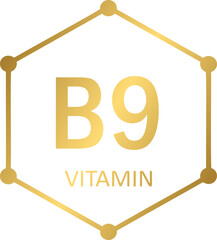 Vitamin b9 golden icon