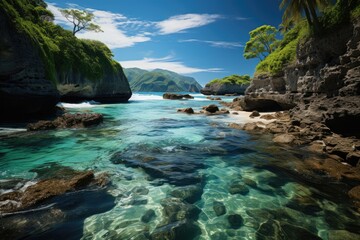 Paradise in Penid Nuse isolated beaches and crystal clear waters., generative IA