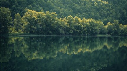 Duo tone landscape, somber colors, reflective mood