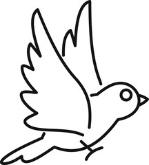 Bird flapping its wings mid flight line art illustration