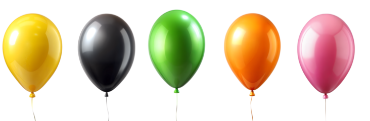 A set of color balloons isolated on the transparent background