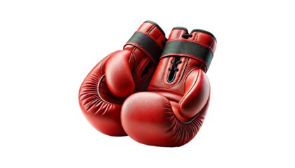 Red boxing gloves isolated on transparent or white background