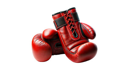 Red boxing gloves isolated on transparent or white background