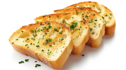 Isolated Garlic Bread Slice on White Background