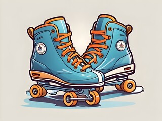 roller skates on white background 2D 