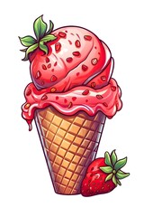 Strawberry Ice cream pink milk splash, generated arificial intelligence