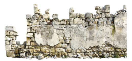 Destroyed brick wall cut out